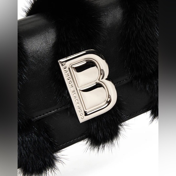 Brandon Blackwood Medium Nia Bag- Black Hard Leather W/ Black Mink - Picture 3 of 6